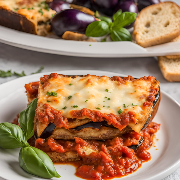 Vegetarian Eggplant Parmigiana w/ Garlic Bread