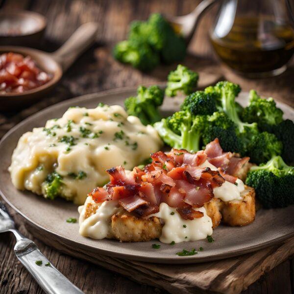 Bruschetta Chicken with Bacon Mashed from FUEL Weekly. Healthy meal delivery service in Korea